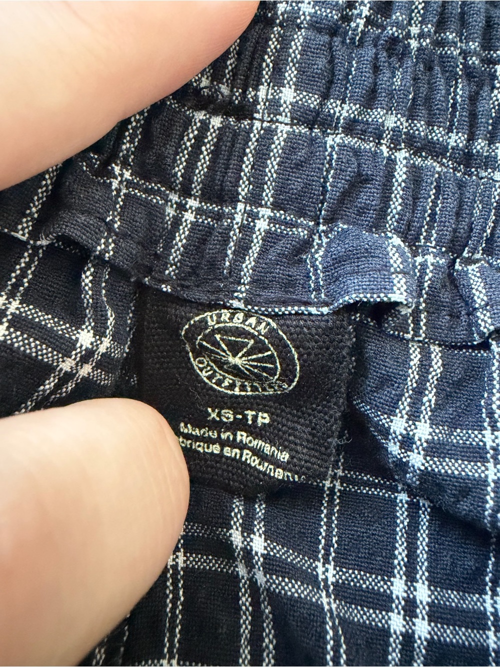 Urban Outfitters Navy Plaid Wide Leg Paperbag Pants Academia Preppy XS - Picture 3 of 9